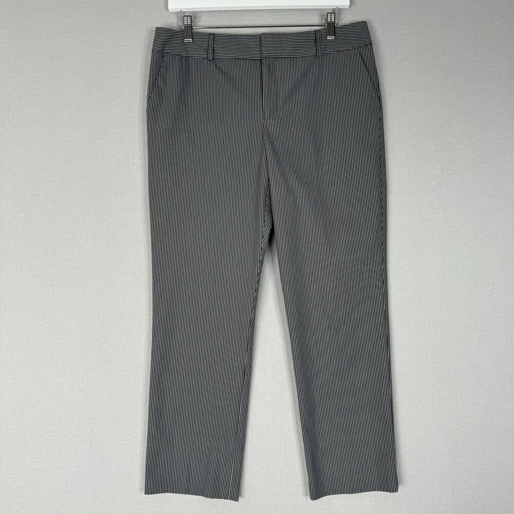Norma Kamali Womens Dress Pants 8 Gray Pinstripe Trouser Mid-Rise Y2K Office
